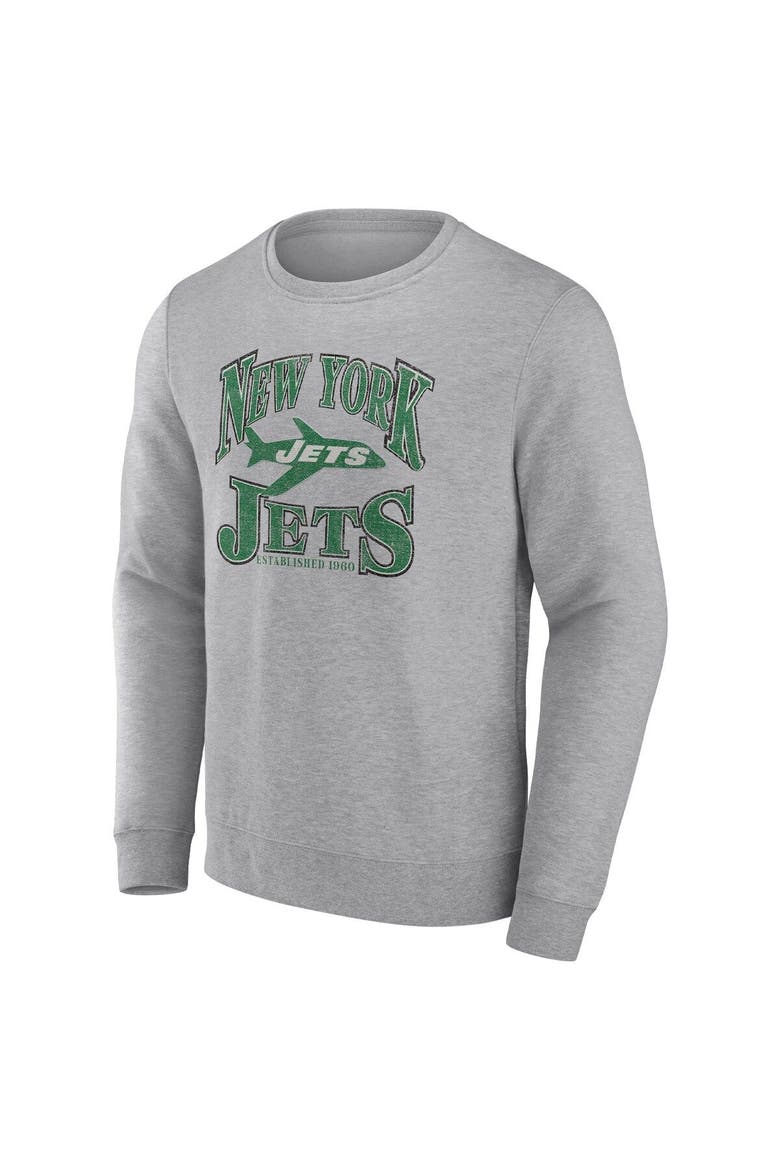 Men's Fanatics Branded Heather Gray New York Jets Playability Pullover Sweatshirt, Alternate, color, Heather Gray