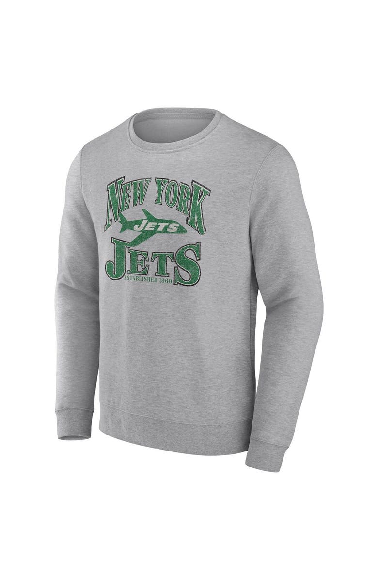 FANATICS Men's Fanatics Branded Heather Gray New York Jets Playability Pullover Sweatshirt, Alternate, color, 