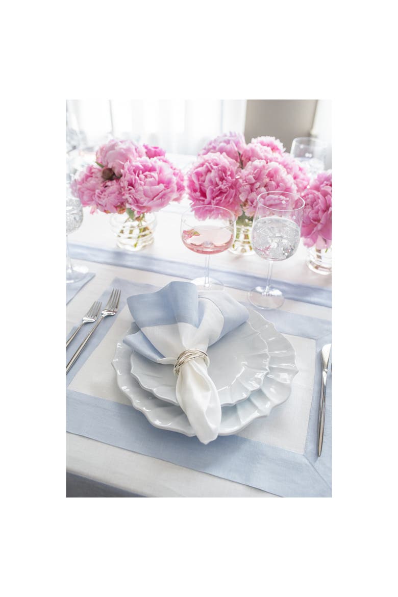 Linen Dinner Napkins Set of 4, 20 x 20" - Contempo, Alternate, color, Light Blue and White