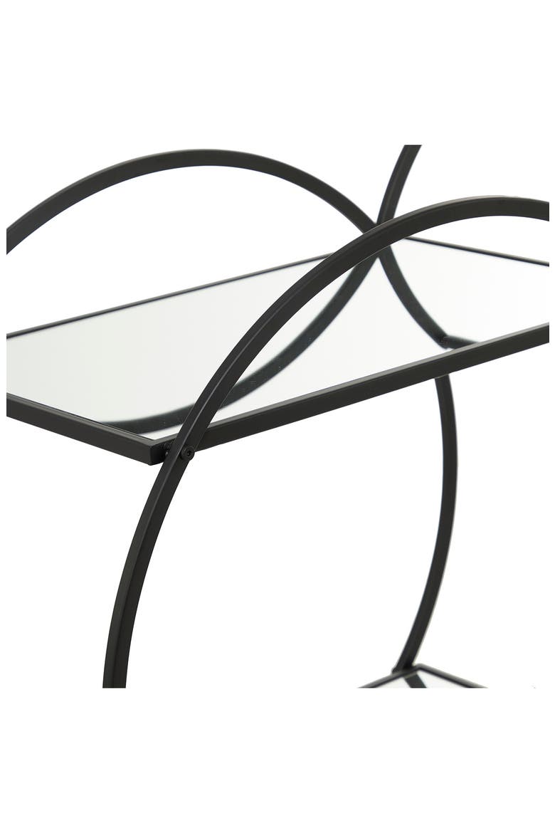 Black Metal Contemporary Bar Cart with Wheels & Handle, Alternate, color, BLACK