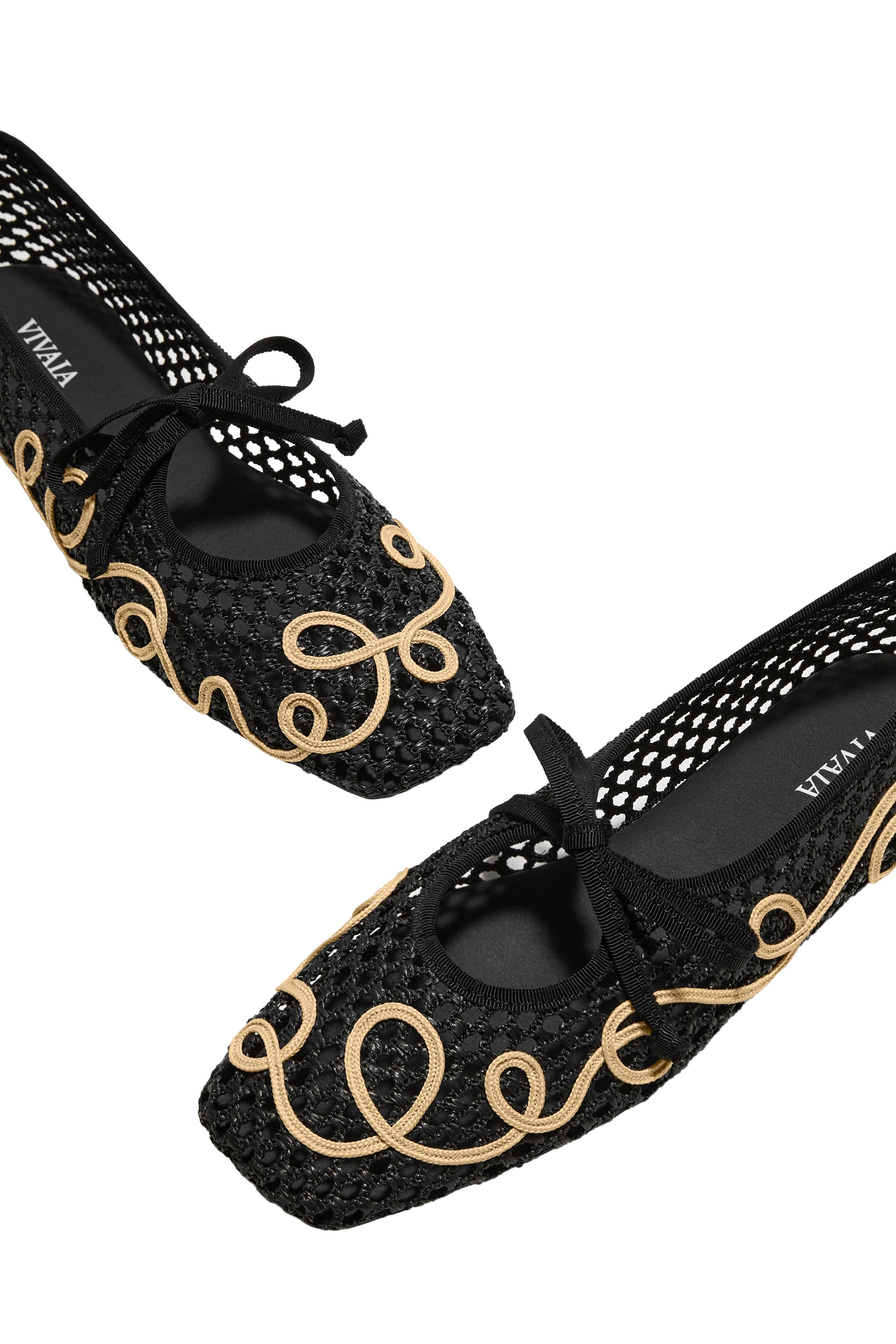 Margot Square-Toe Mesh Flats, Alternate, color, BLACK/NATURAL