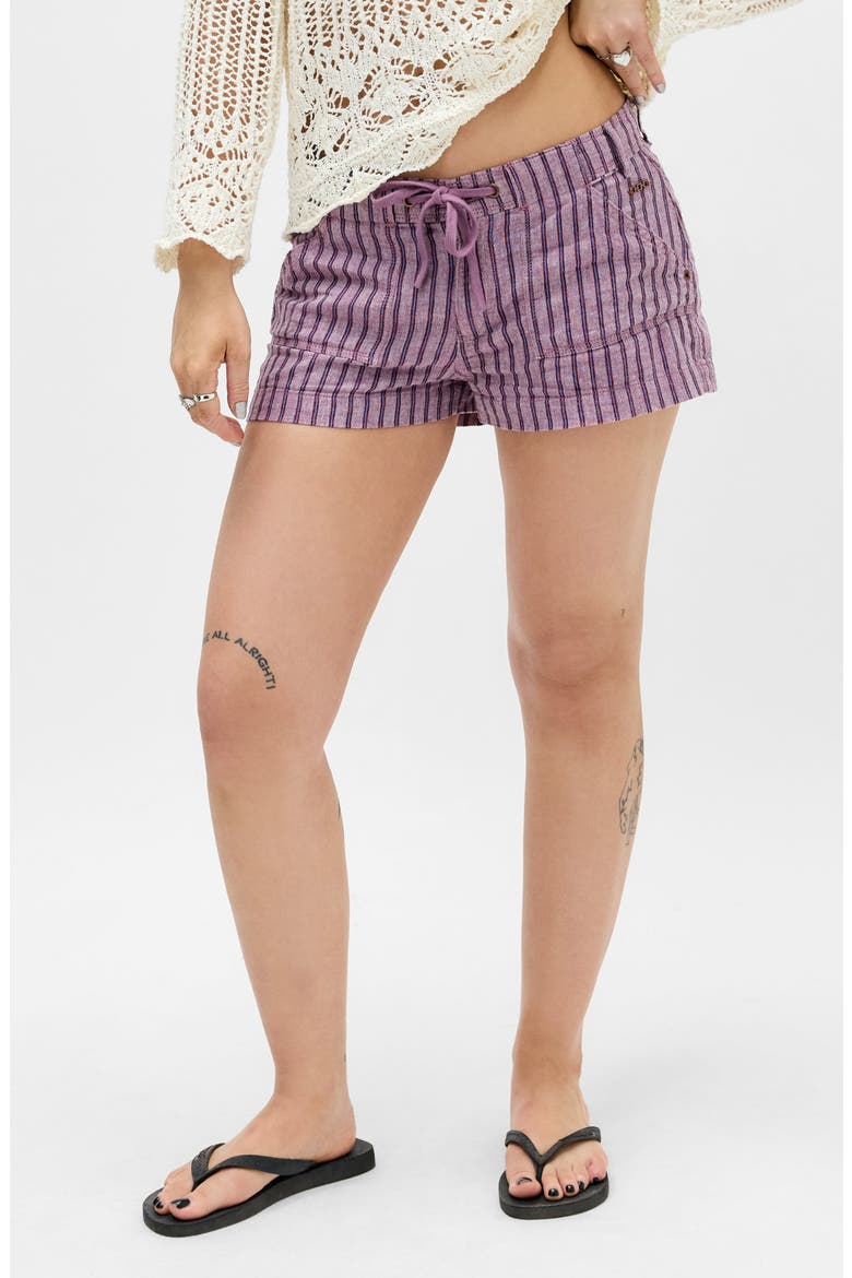 Stripe Linen Shorts, Main, color, PURPLE STRIPE