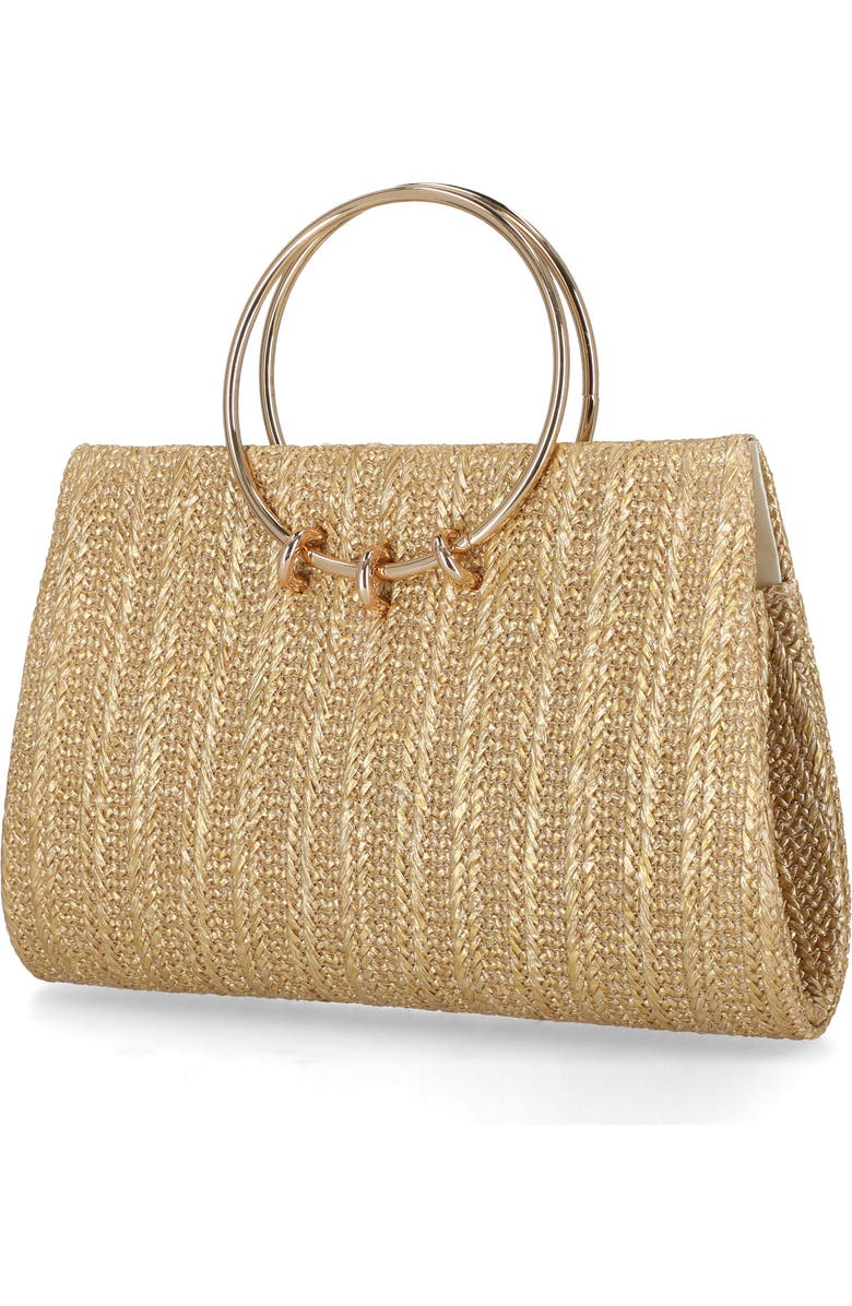 Jessica McClintock Lottie Ring Top Handle Clutch, Alternate, color, Light Gold Metallic