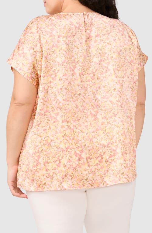 Halogenr Halogen(r) Fleur Stamp Satin Charmeuse Top In Sugar Peach