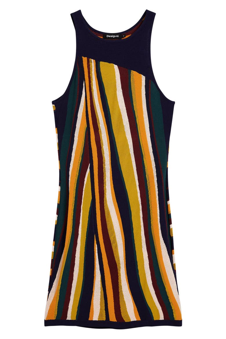 Sleeveless Stripe Knit Minidress, Alternate, color, ORANGE