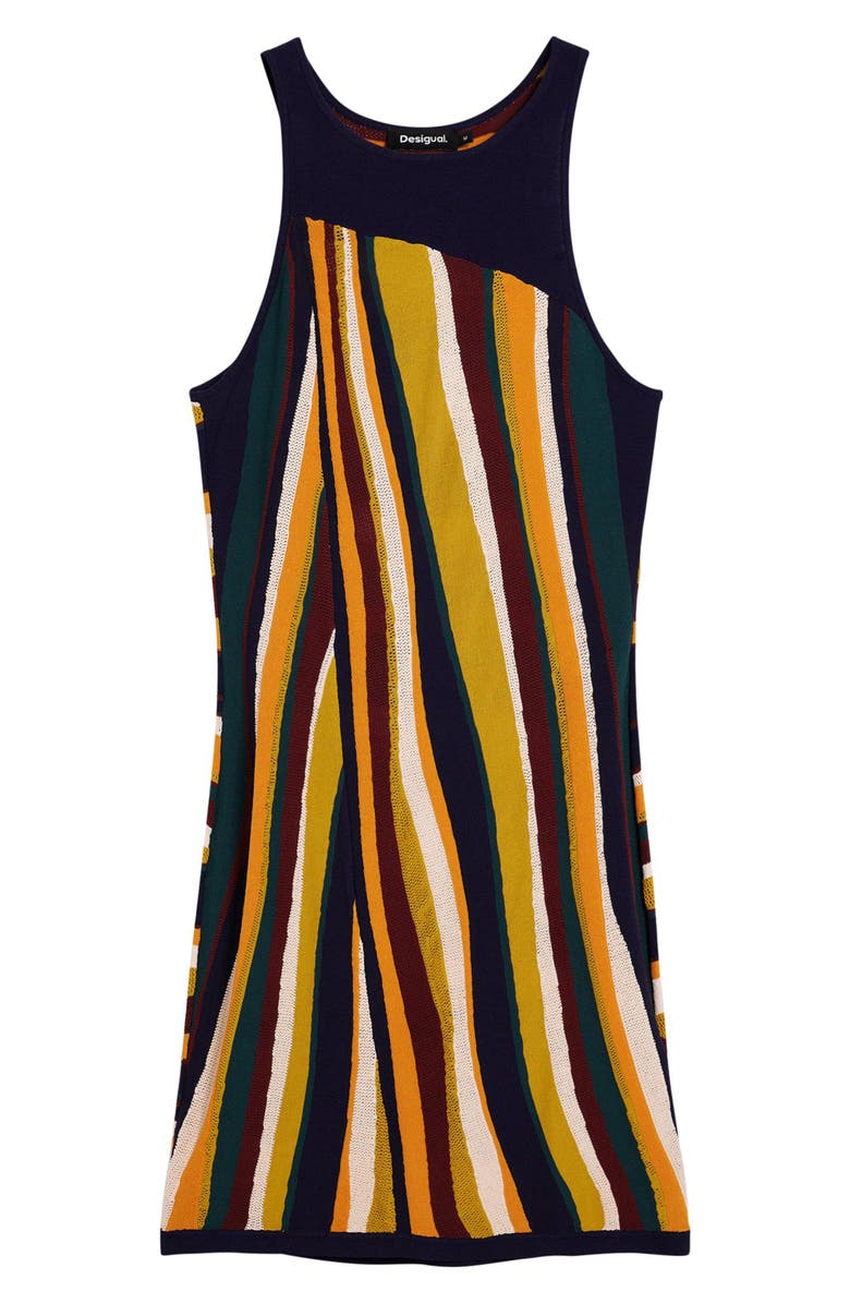 Desigual Sleeveless Stripe Knit Minidress, Alternate, color, Orange