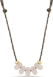 Zoë Chicco 14K Gold Rose Quartz & Rondelle Slider Bead Paracord Necklace