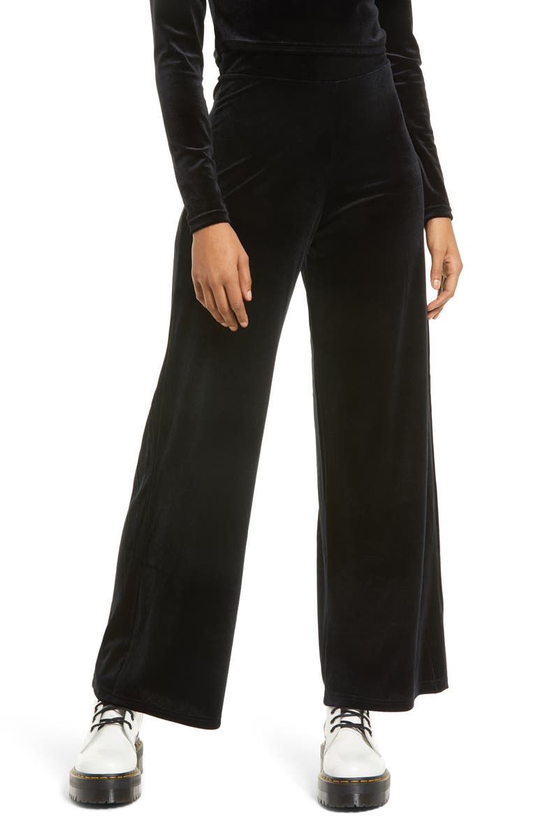 Topshop Wide Leg Velour Pants, Main, color,