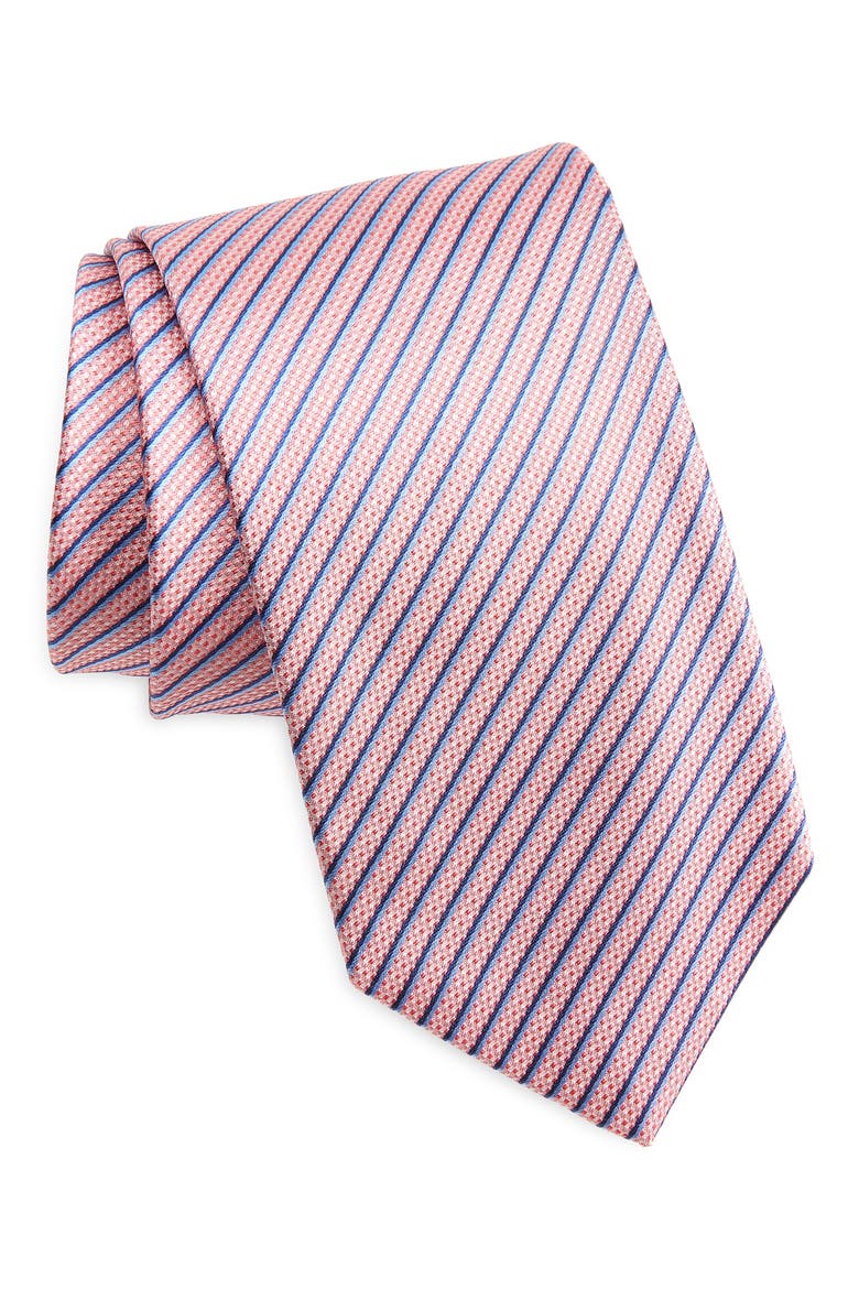 Stripe Silk Tie, Main, color, PINK