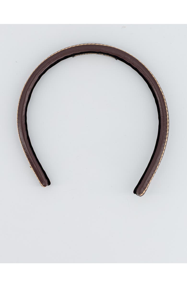 Alexandre de Paris Sellier Leather Headband, Alternate, color, Dark Brown