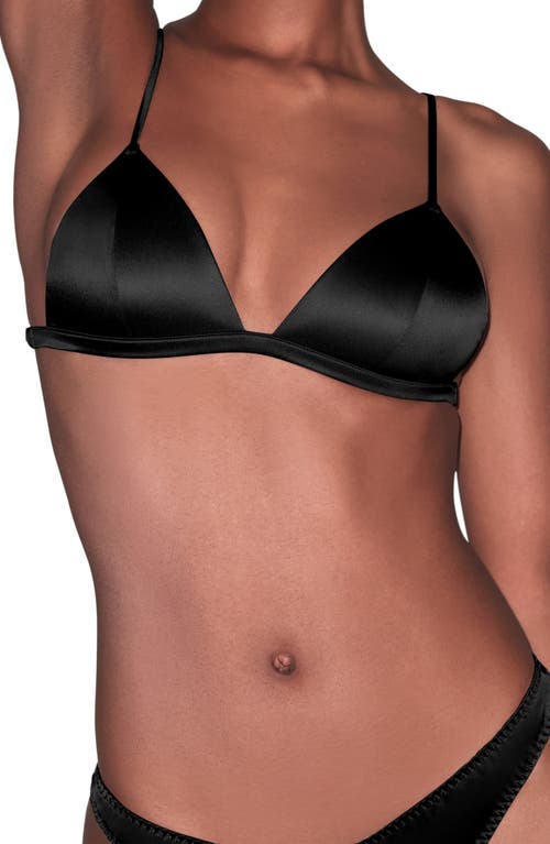 Fleur Du Mal Black Luxe Silk Triangle Bra