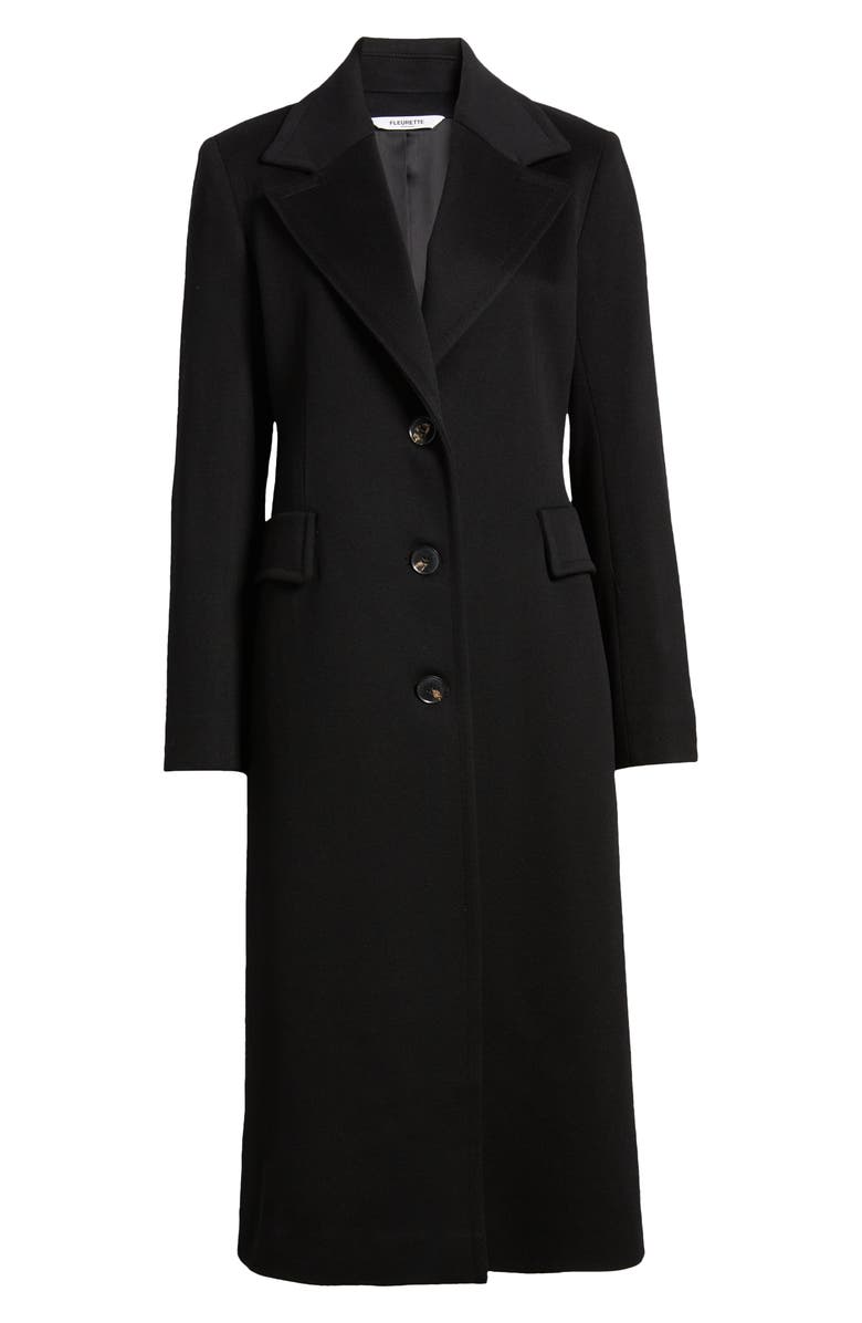 Fleurette Holland Longline Wool Coat, Alternate, color, Black