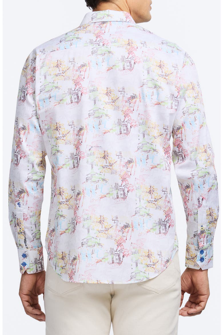 Payson Tropical Villa Print Stretch Cotton Button-Up Shirt, Alternate, color, MULTI WHITE