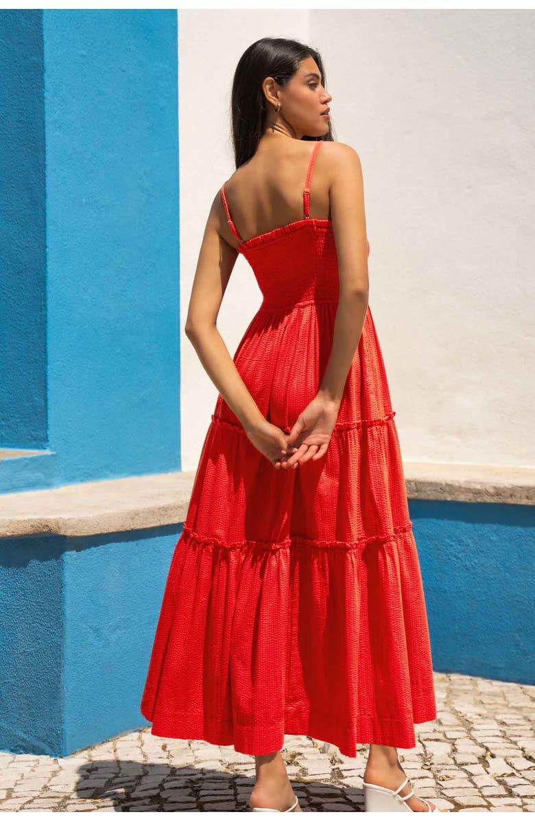Change of Scenery Cecilia Smocked Tiered Maxi Dress, Alternate, color, Guava Red