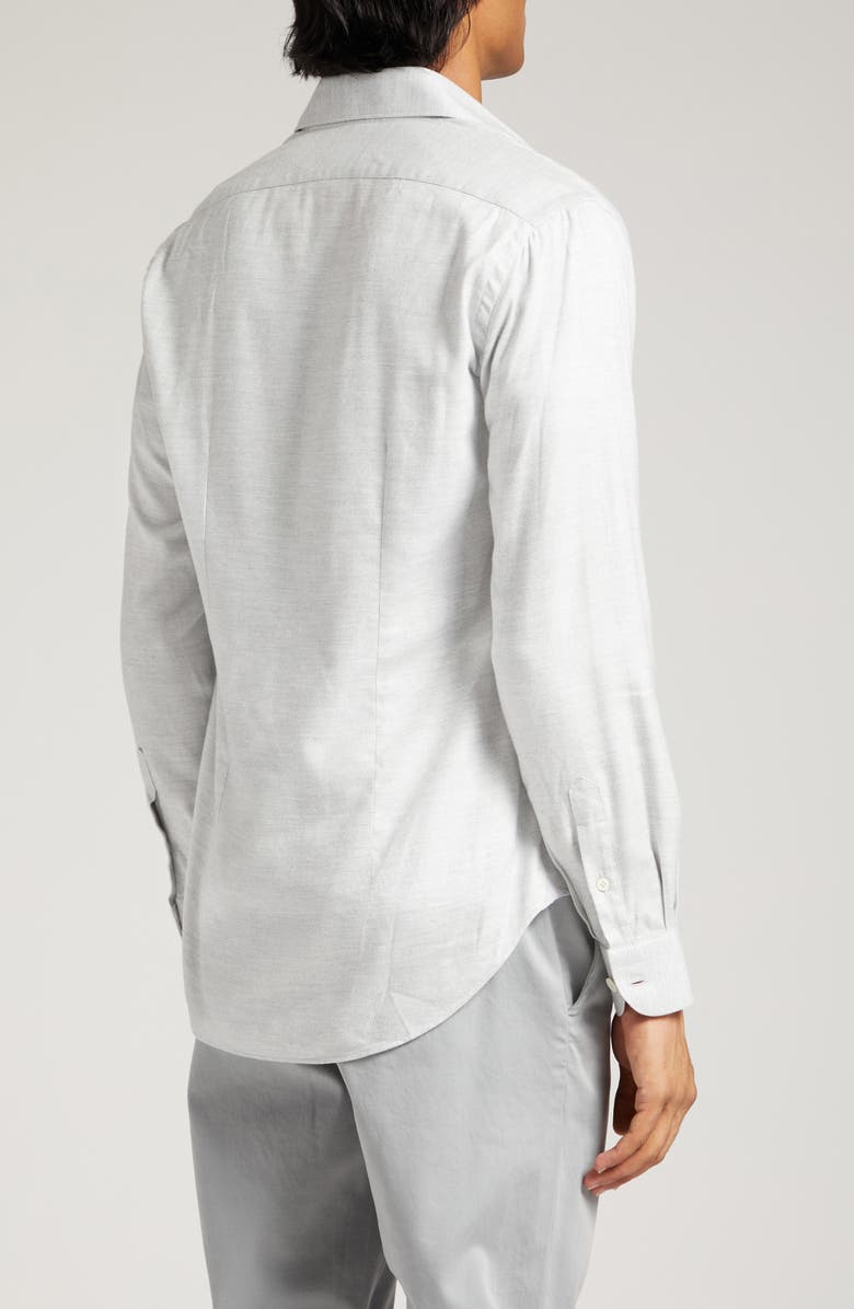 Eleventy Herringbone Cotton Blend Button-Up Shirt, Alternate, color, 