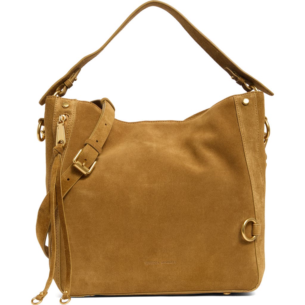 Rebecca Minkoff Mab Suede Hobo Bag In Honey