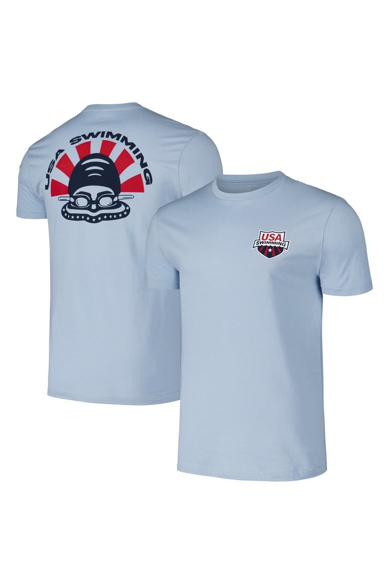 Unisex Flomotion Powder Blue USA Swimming Swimmer T-Shirt, Main, color, Powder Blue