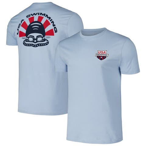 Unisex Flomotion Powder Blue USA Swimming Swimmer T-Shirt