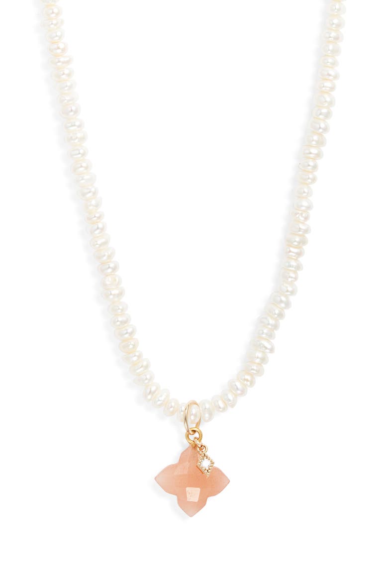 Blush Aura Moonstone Pendant Necklace, Main, color, GOLD