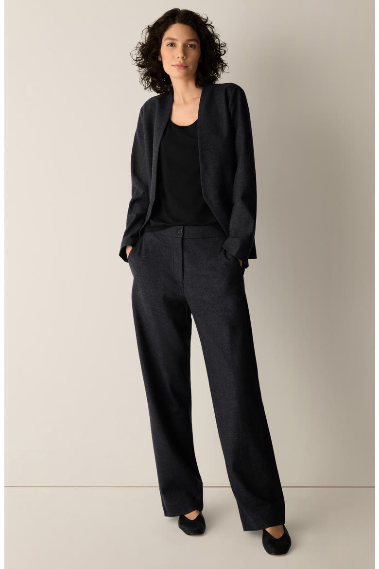 Straight Full Length Wool Jersey Trousers, Alternate, color, CHARCOAL