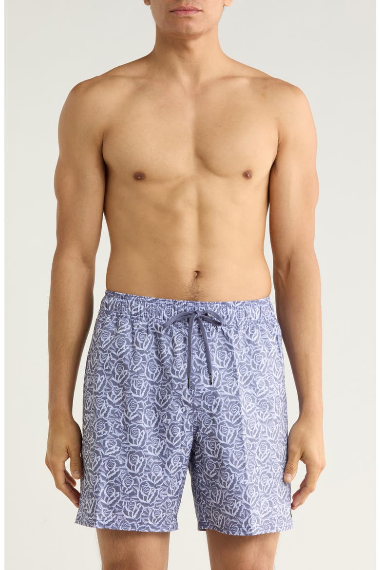 Barba Roses Swim Shorts, Main, color, LIGHT BLUE