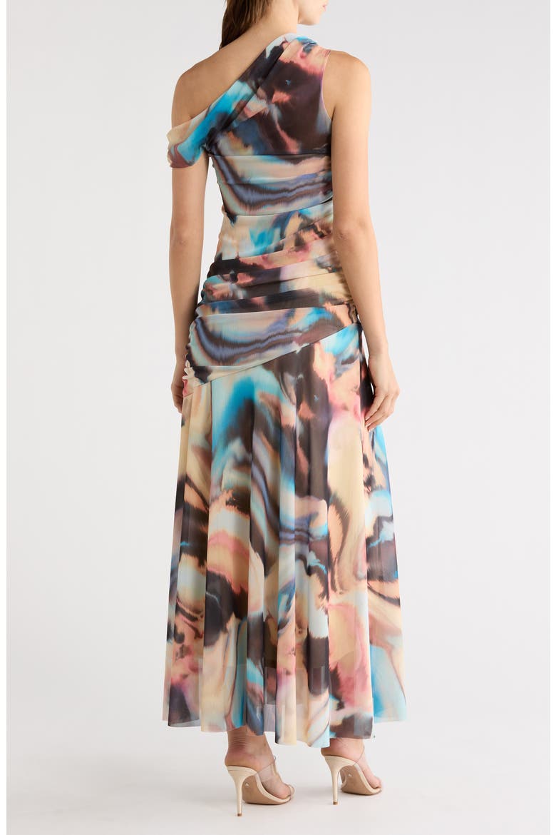 Deni Abstract Print One-Shoulder Maxi Dress, Alternate, color, DESERT PINK