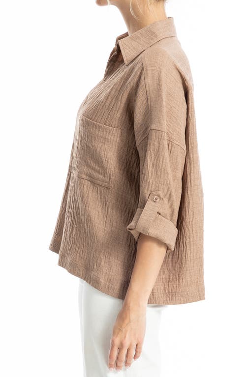 Max Studio Tab Sleeve Shirt In Neutral