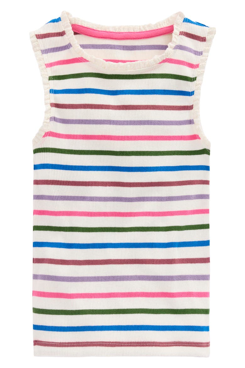 Kids' Stripe Lace Trim Ribbed Tank, Main, color, MULTI STRIPE