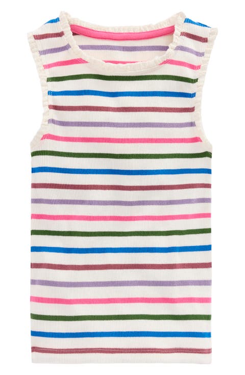 Kids' Stripe Lace Trim Ribbed Tank (Toddler, Little Kid & Big Kid)