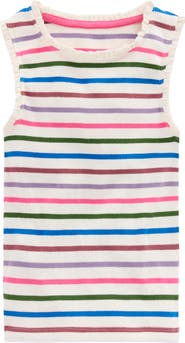 Mini Boden Kids' Stripe Lace Trim Ribbed Tank