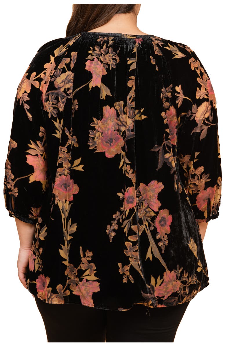 DR2 by Daniel Rainn Daniel Rainn Split Neck Velvet Burnout Top, Alternate, color,