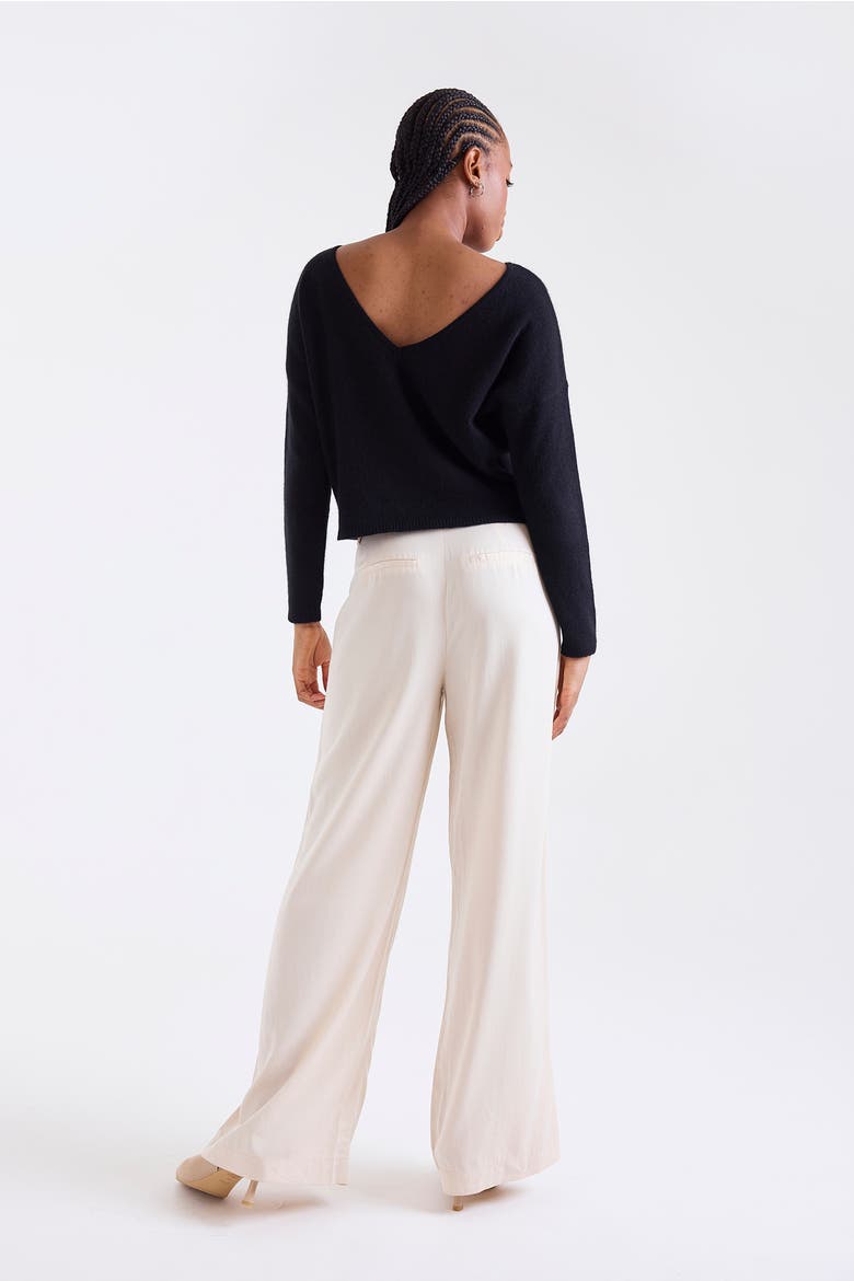 Leyla Low Back 100% Cashmere Sweater, Alternate, color, BLACK
