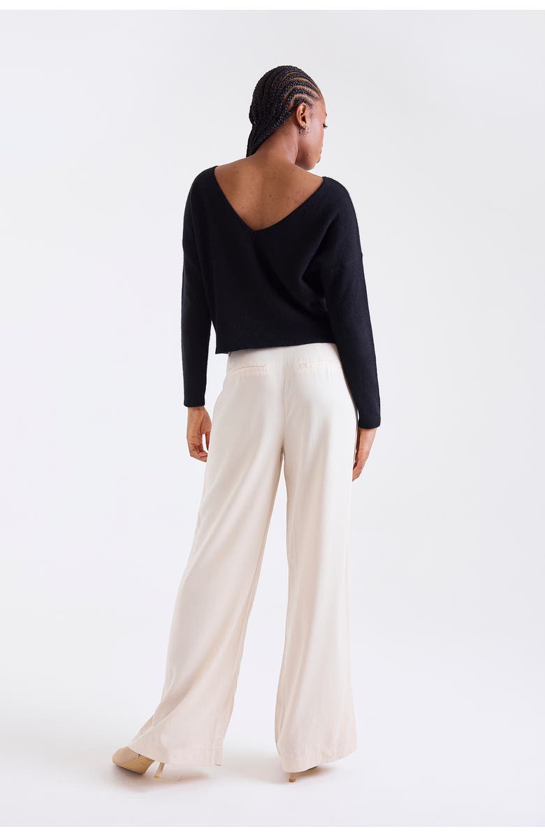 1982 Leyla Low Back 100% Cashmere Sweater, Alternate, color, Black