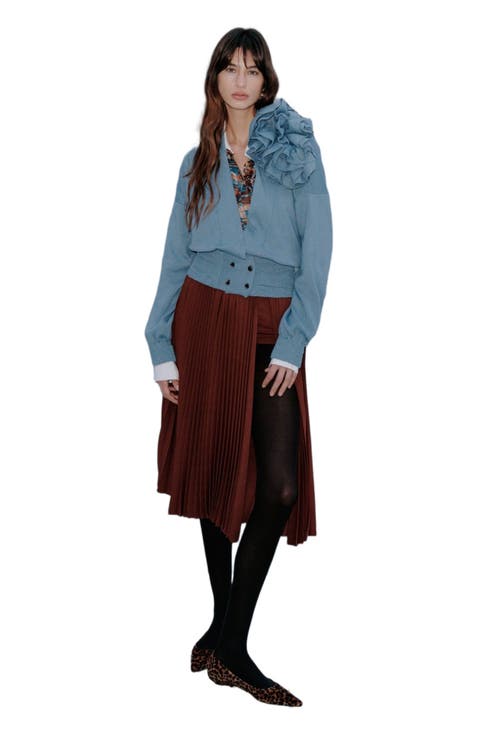 Atlas Pleated High Slit Skirt