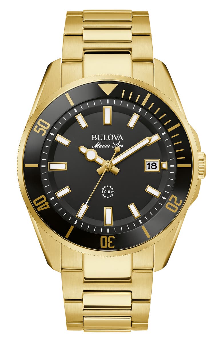 BULOVA Marine Star Quartz Bracelet Watch, 43mm, Main, color, Gold