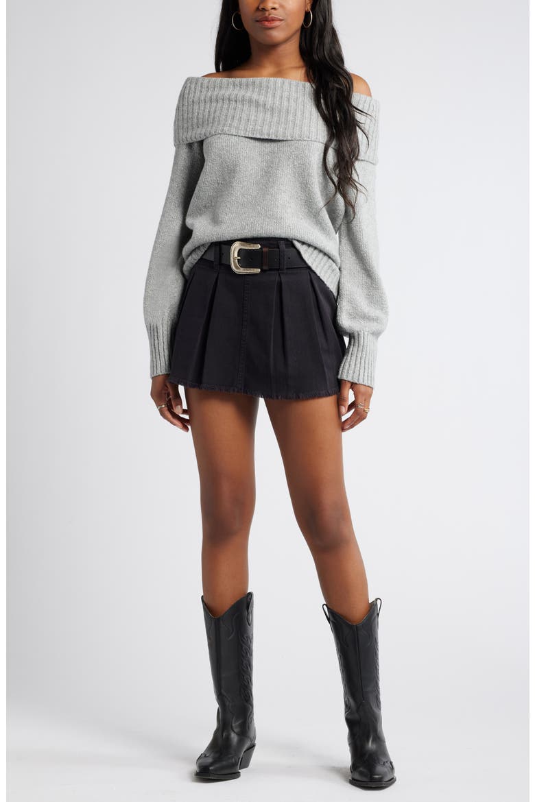 Off the Shoulder Sweater, Alternate, color, GREY HEATHER