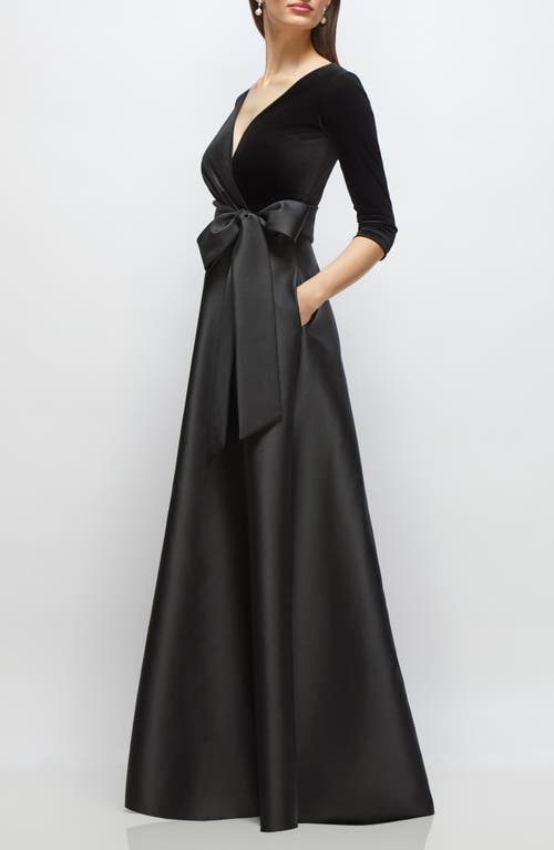 After Six Mixed Media Gown In Black