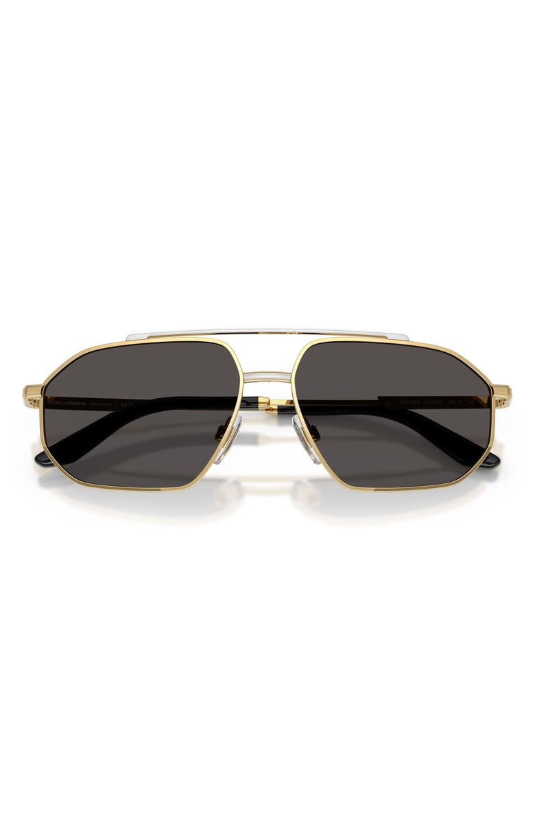 Dolce&Gabbana 59mm Pilot Sunglasses, Alternate, color, Gold/ Silver / Dark Grey