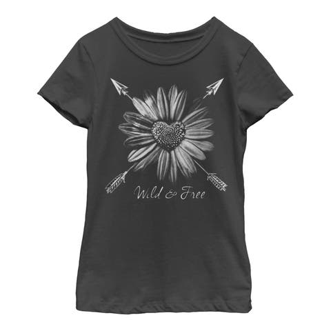 Girl's Lost Gods Wild and Free Sunflower Arrow  Graphic T-Shirt