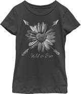 Lost Gods Girl's Lost Gods Wild and Free Sunflower Arrow  Graphic T-Shirt