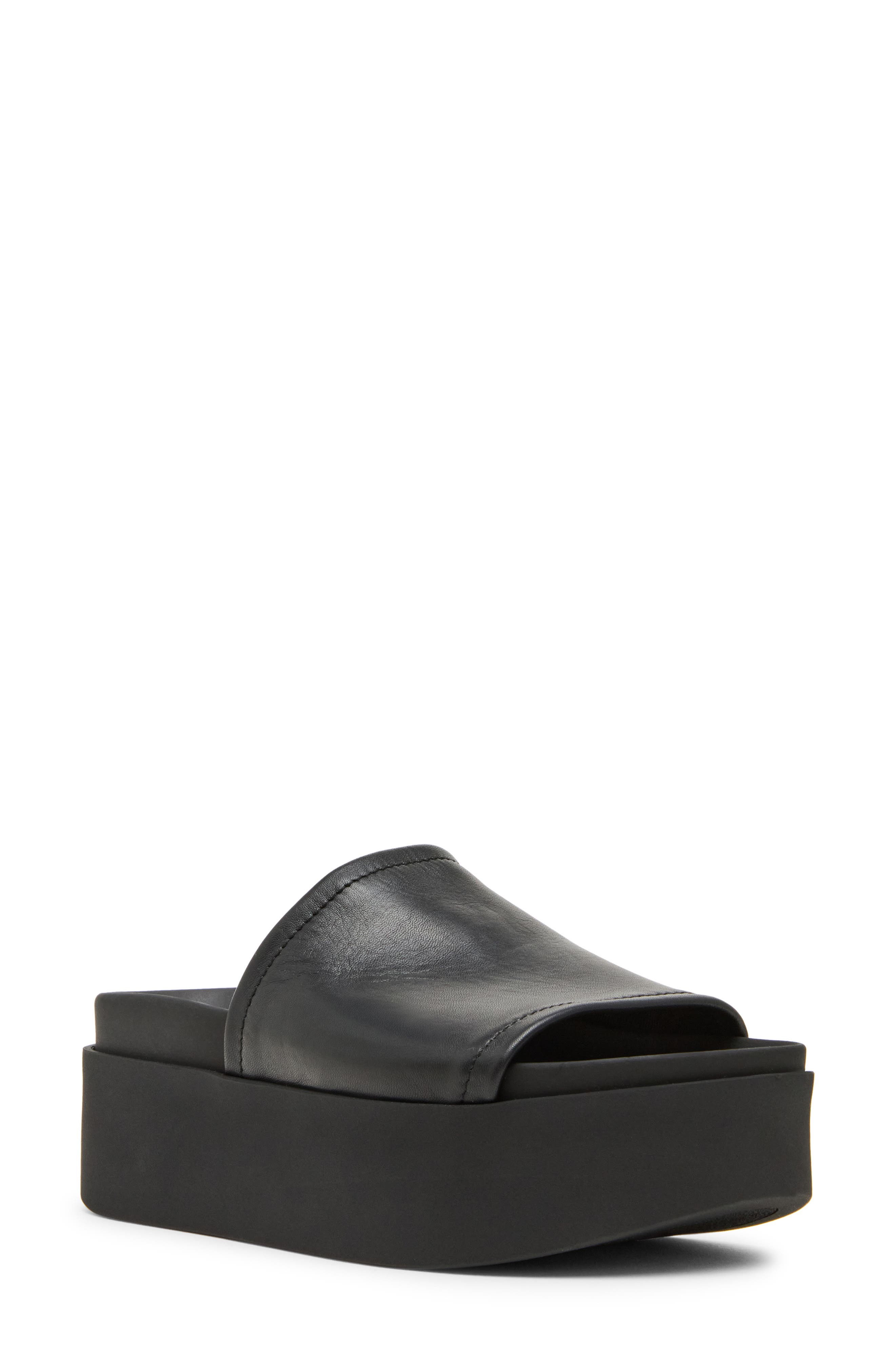 Steve Madden Arwen Platform Wedge Slide Sandal, Main, color, Black Leather