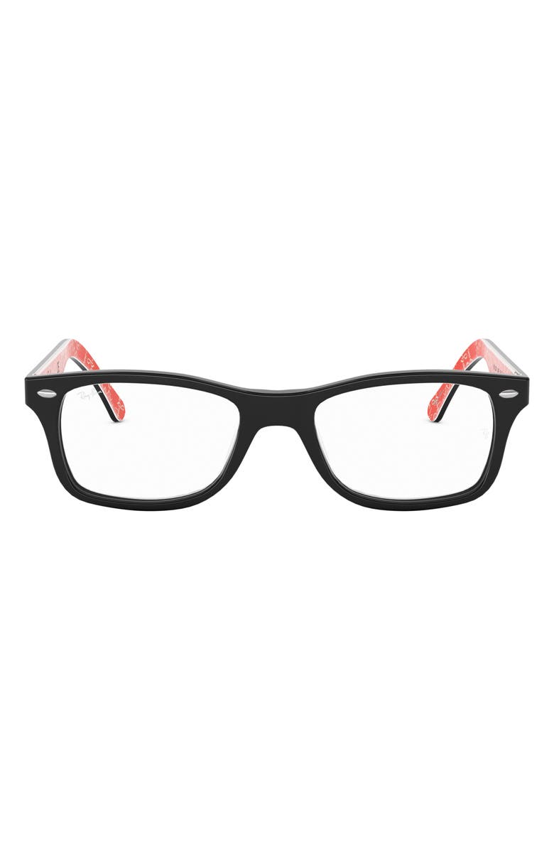 Ray-Ban 53mm Square Optical Glasses, Main, color, Black Red