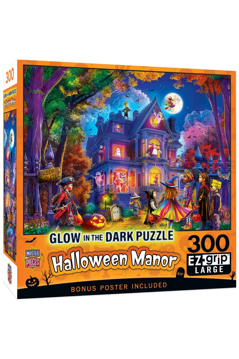 Halloween Manor 300 Piece Glow Puzzle, Main, color, Multicolor
