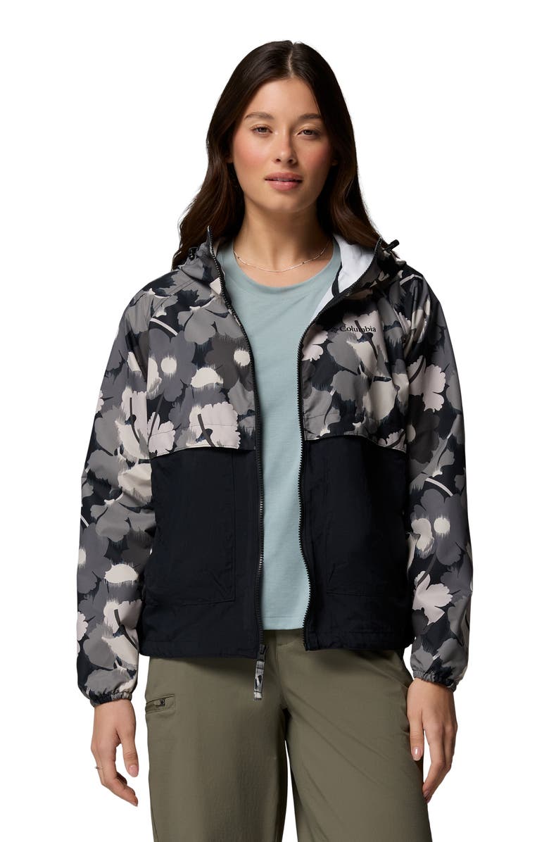 Columbia Spire Valley Print Water Repellent Windbreaker, Alternate, color, Black Ikatbloom Print/ Black