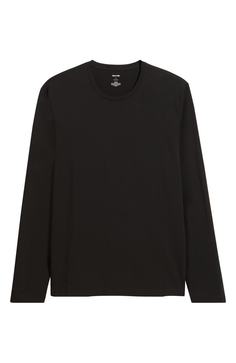 Open Edit Long Sleeve Cotton T-Shirt, Alternate, color, Black