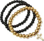 STEELTIME Men's Set of 3 Beaded Stretch Bracelets