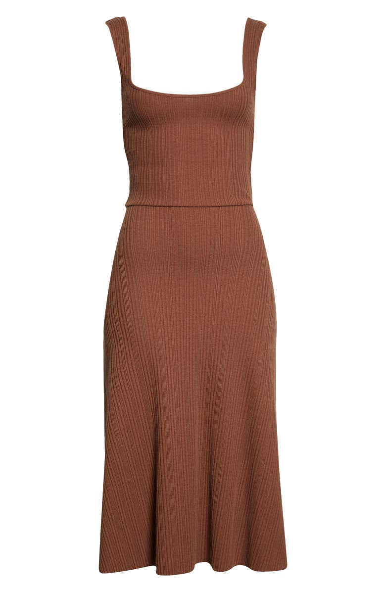 Vince Ribbed Sweetheart Neck Tank Dress, Alternate, color, Hazelnut