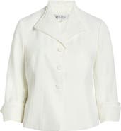 KASPER Winged Lapel Three-Button Blazer