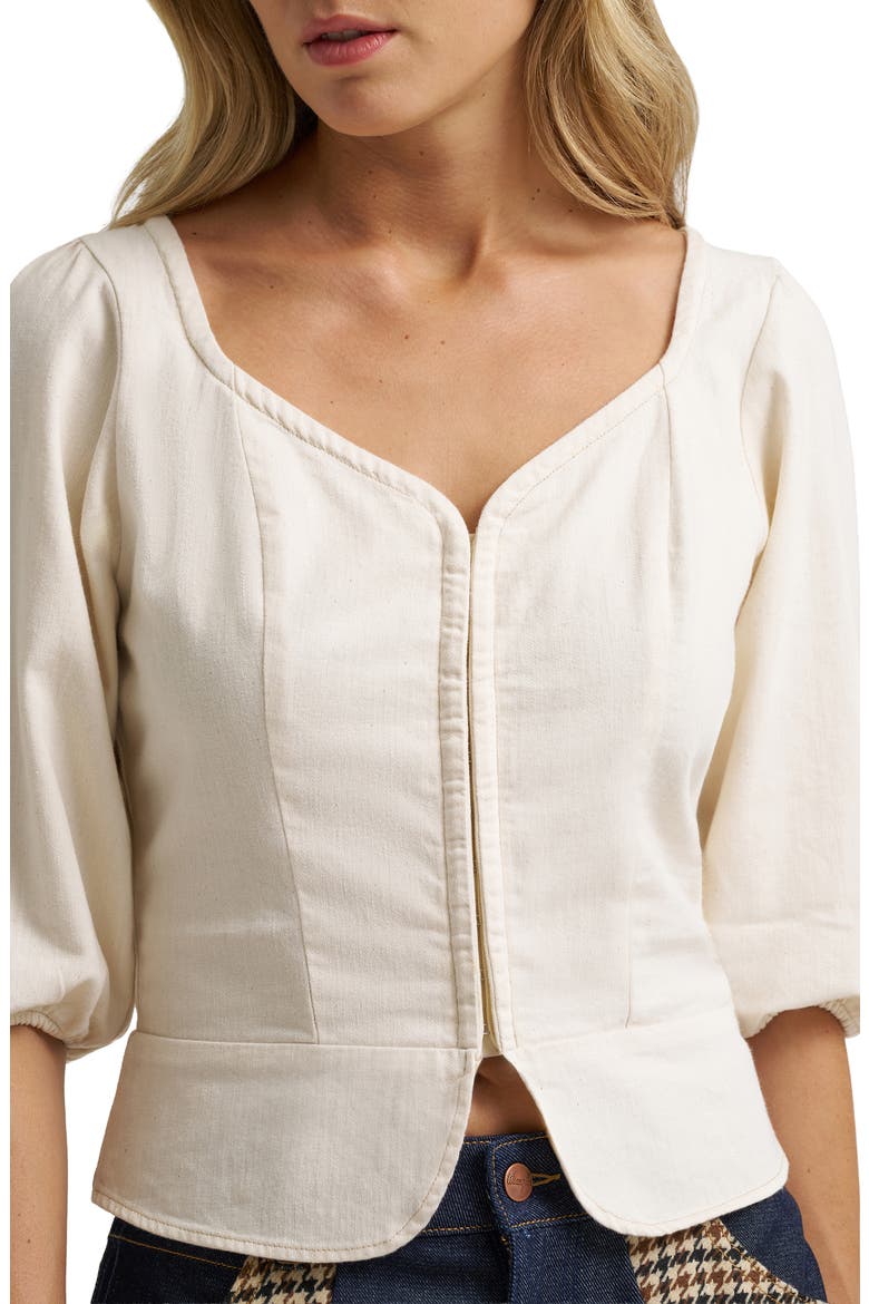 Puff Sleeve Corset Top, Alternate, color, EGRET