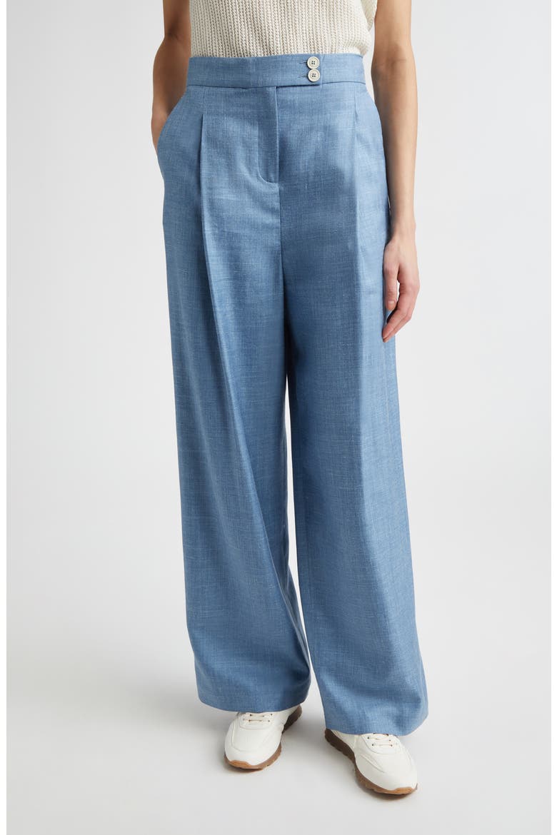 Wool, Silk & Linen Straight Leg Pants, Main, color, 130 SKY BLUE